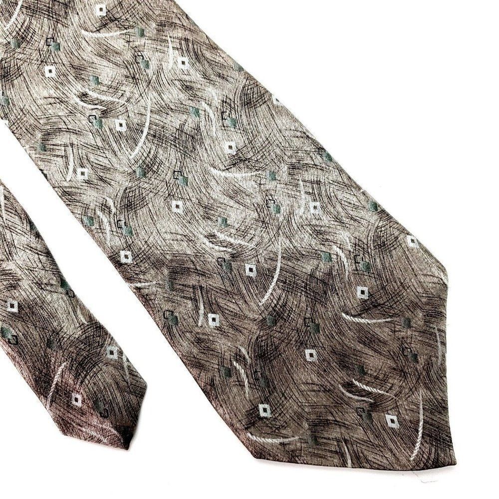 Pierre Cardin Silk Tie Beige Abstract Wide‎